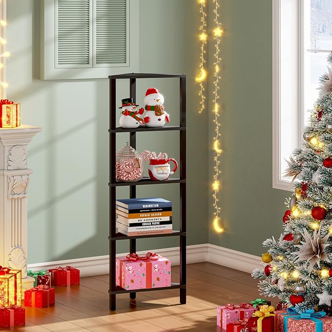 TUTOTAK Corner Shelf, 5-Tier Corner Bookshelf - Image 3