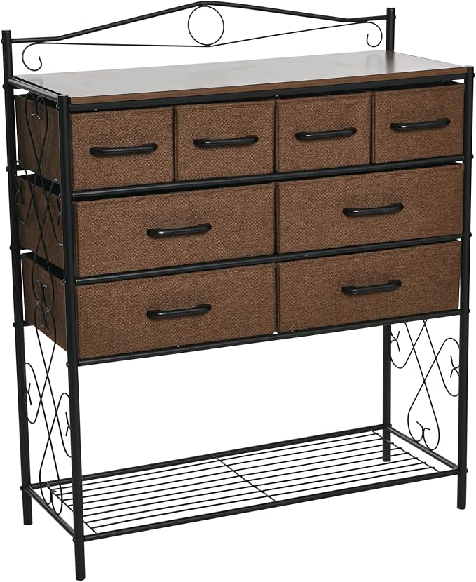 Household Essentials Walnut Iron 8-Drawer Sideboard by HouseholdEssentials