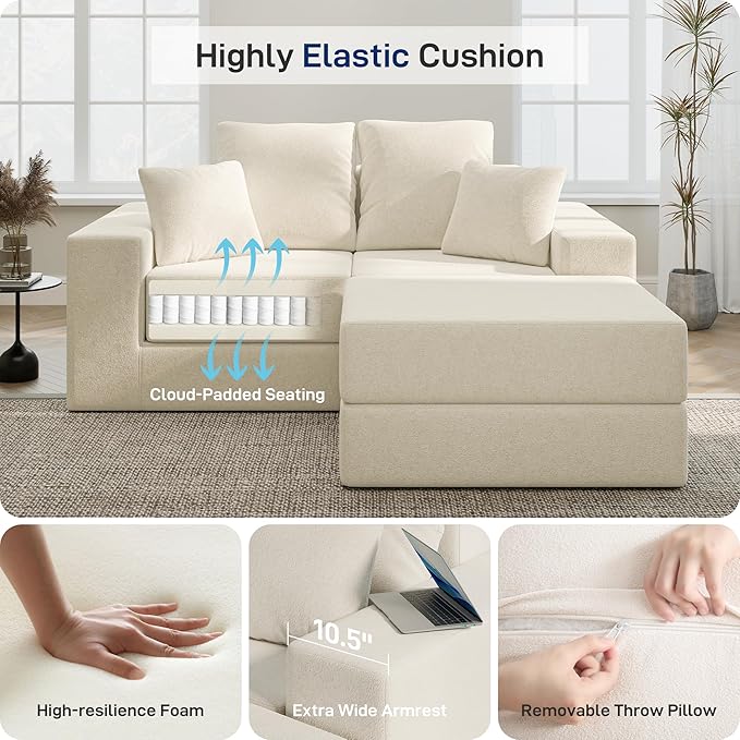 Cloud Modular Sectional Sofa, Comfy Boneless Couch - Image 6