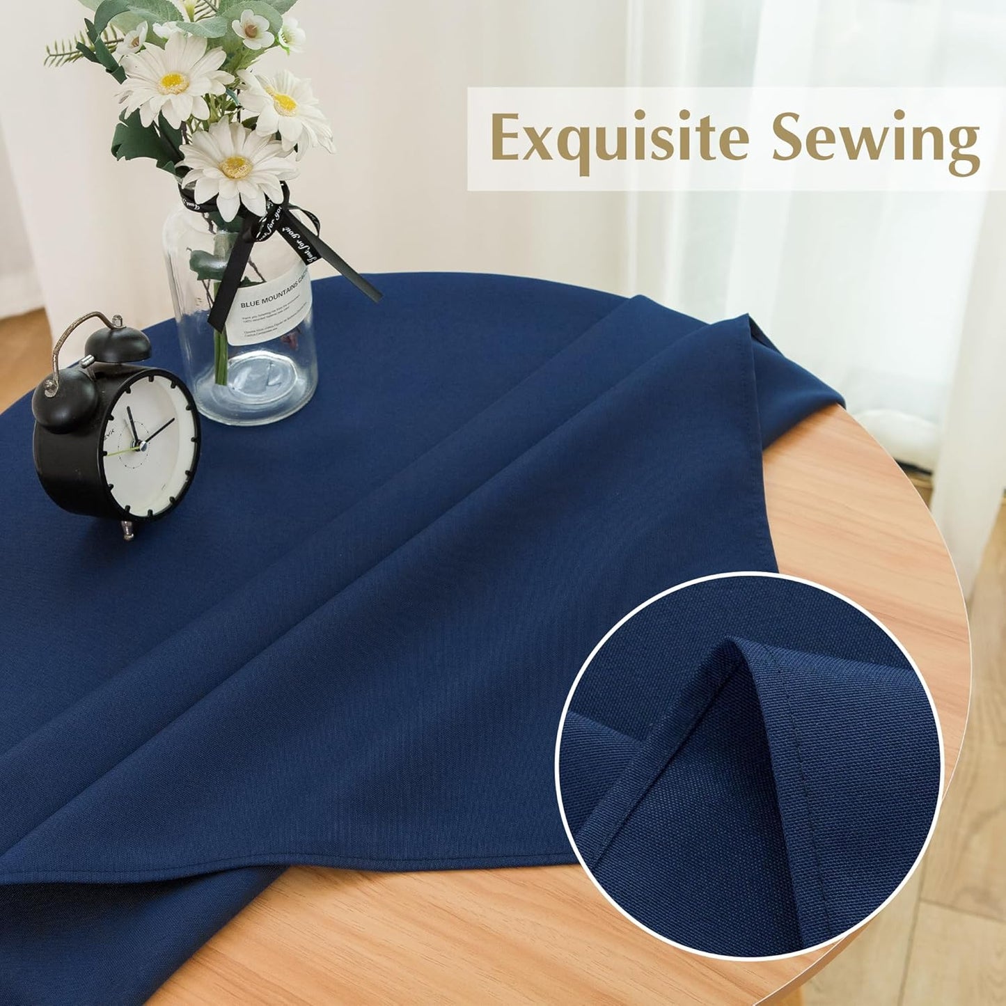 2 Pack Small Square Table Cloth 36X36 Inch Navy Washable Fabric Tablecloth Polyester Solid Table Cover for Night Stand End Table Side Table Outdoor Indoor