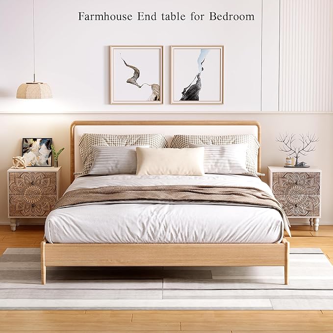 SUNBURY Vintage Wooden Nightstand - Image 6