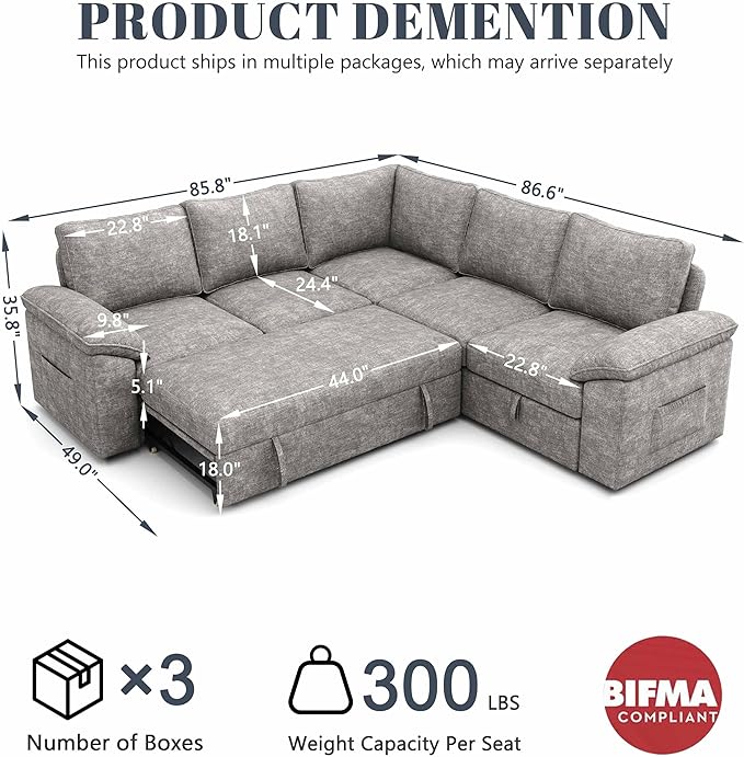 85 Inch Modular Sectional Sofa - Image 3