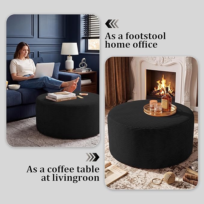 BSHOMGI Round Coffee Table Ottoman - Image 3