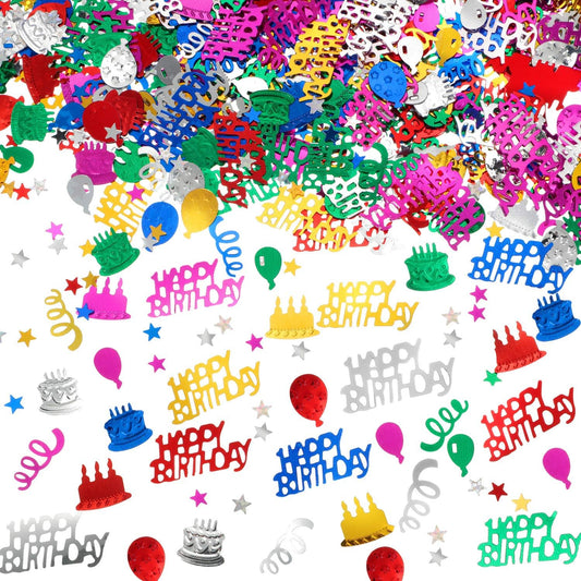 WILLBOND 3000 Pieces Happy Birthday Confetti Birthday Party Cake Confetti Metallic Foil Balloon Table Scatter Decorations for Carnival Baby Shower DIY Arts and Crafting