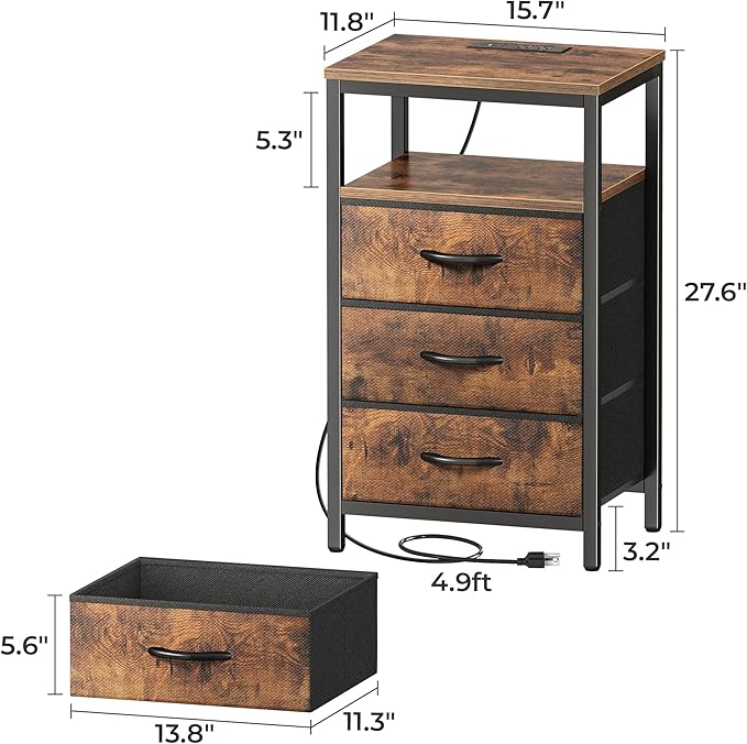 Huuger Nightstands Set of 2, 27.6 Inch End Tables - Image 7
