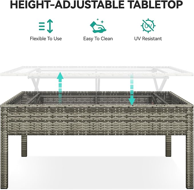 YITAHOME 9 Piece Patio Furniture Set, All-Weather Wicker Outdoor Sectional Sofa - Image 5
