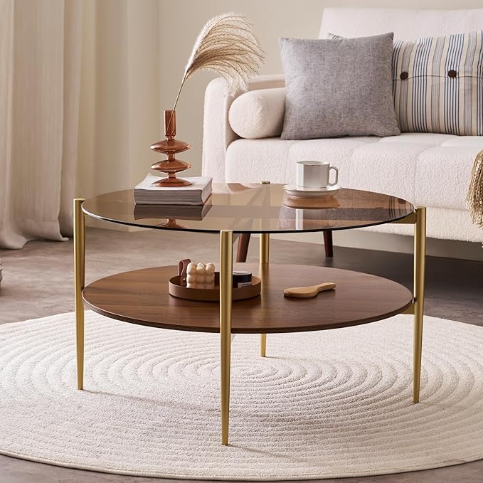 LumFurn Round Coffee Table, Mid-Century Modern Design, D30 x H17, - Image 8