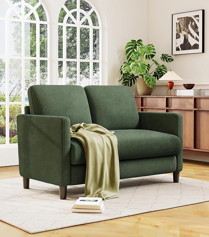 Welzona Loveseat Sofa, Comfy Corduroy Small Loveseat - Image 7
