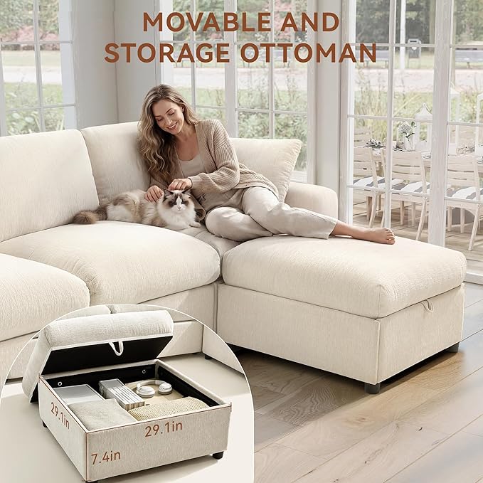 Ihanherry 141" Oversized Cloud Sectional Couches - Image 3