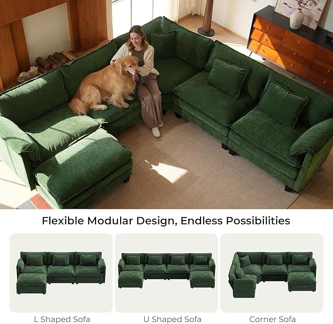 ELUCHANG 114" Oversized V-Shaped Cloud Couch Modular Sectional Sofa - Image 9