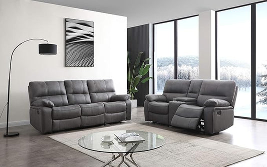 Betsy Furniture Microfiber Reclining Sofa Couch Set Living Room Set 8007 by BetsyFurniture