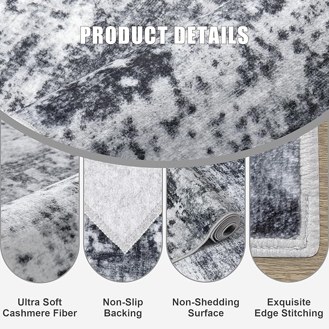 4x6 Area Rug Living Room Rug: Washable Modern Abstract Soft Thin Rug Indoor - Image 6