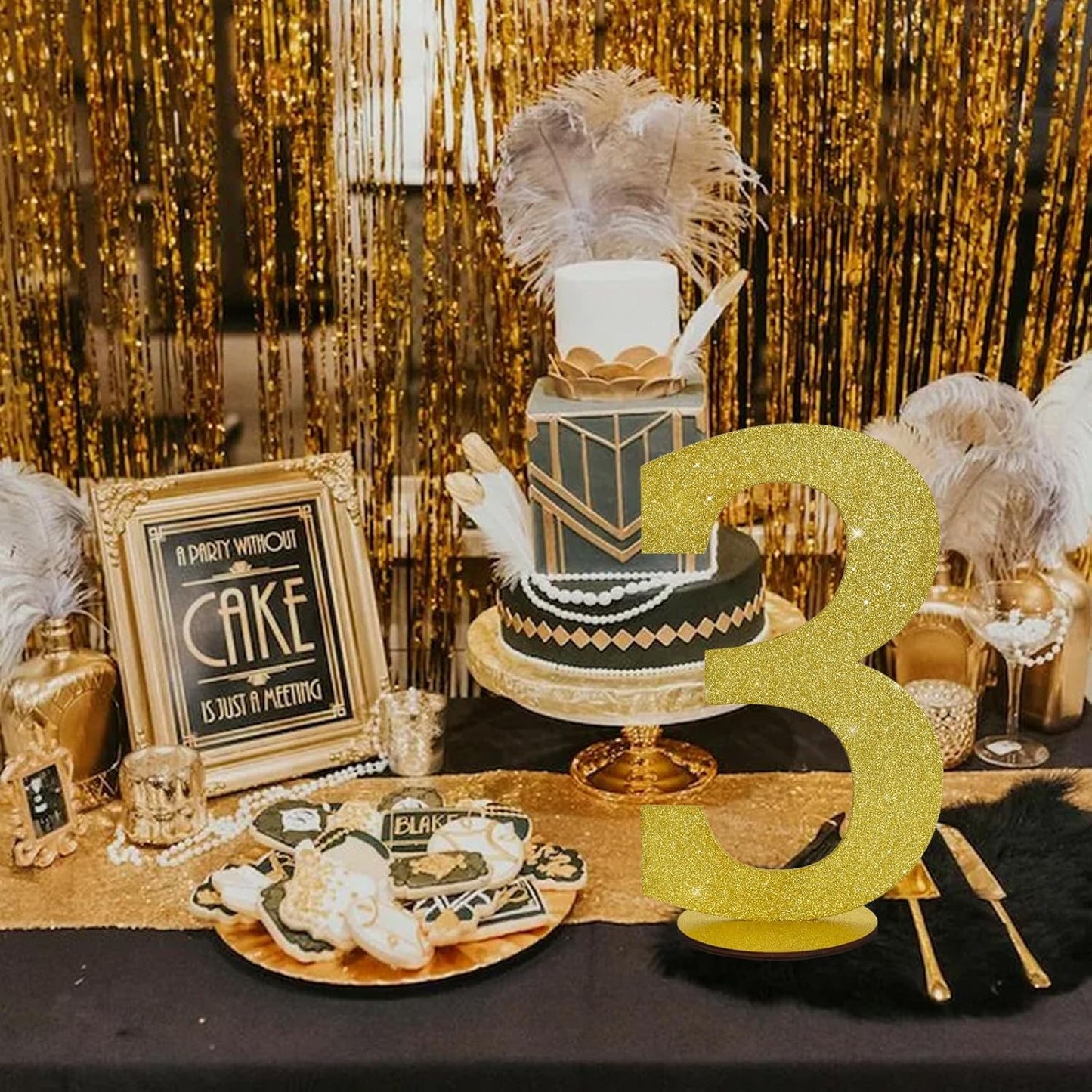 TONIFUL 11.8 Inch Gold Glitter Numbers Table Centerpieces 0-9 Birthday Party Decorations,Shining Gold Digital 3 for Birthday Party,Wedding,Bridal Shower,Engagement,Photo Shoot,Anniversary