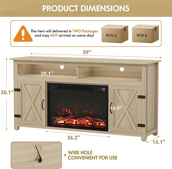 YESHOMY Fireplace TV Stand for Television up to 65+ Inch - Image 8