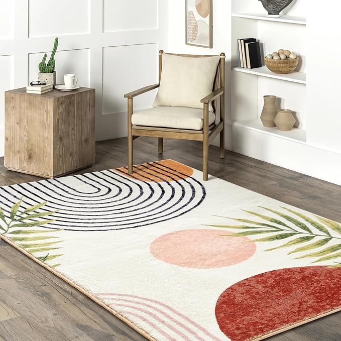 RoomTalks Boho Cute 3x5 Small Area Rugs Washable, Modern Abstract Geometric - Image 2