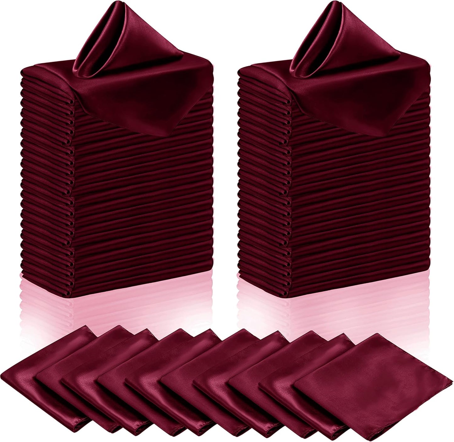 Manyshofu 60 Pieces Maroon Satin Napkins - 20x20 Inches Cloth Napkins, Square Satin Fabric Napkins Set - Elegant & Reusable Table Napkins for Wedding Dinner Party Lunch Banquet Restaurant Decoration