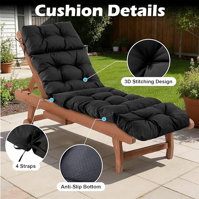 Chaise Lounge Cushions Outdoor, Waterproof & Fade Resistant Patio Lounge Chair - Image 5