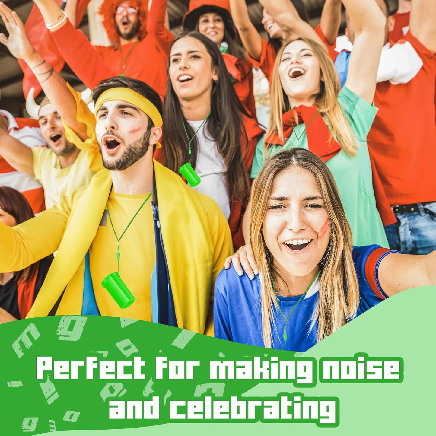 12 Pcs Mini Air Horns 3 Inch Noisemakers for Sporting Events Parties Celebrations Loud Noise Maker Blow Horn Noise Whistle with Lanyard for Birthday Party Celebrations Goodie Fillers(Green)