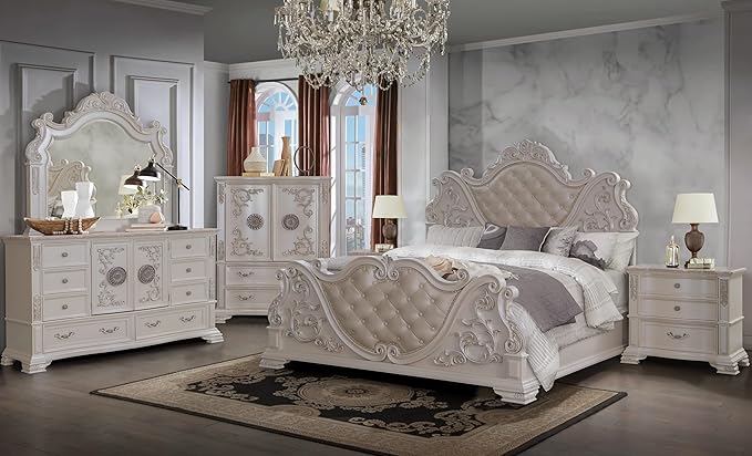 First of a Kind Traditional Wood Bedside Table Santa Monica Collection White - Image 5
