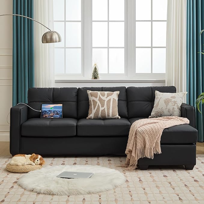 TYBOATLE Black Sectional Couches w/Side Pockets - Image 9