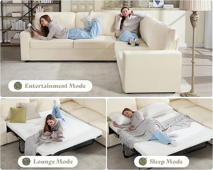 AMERLIFE 106" Oversized Sofa Bed, Sectional Sleeper Sofa - Image 3