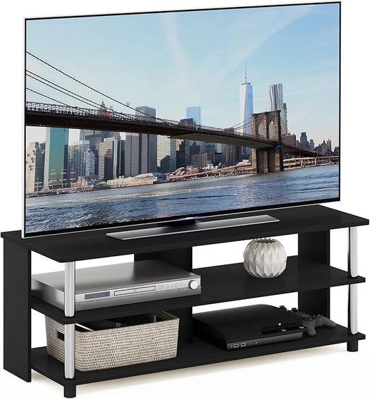 Furinno Sully 3-Tier Stand for TV up to 48 Inch, Americano/Chrome by Furinno-FitsYourSpaceFitsYourBudget