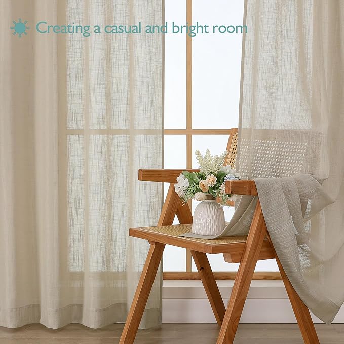 Chyhomenyc Semi Sheer Curtains 96 Inches Long 2 Panels - Image 7