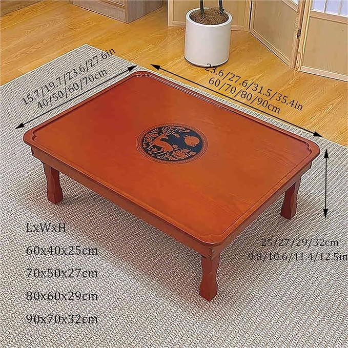 Folding Table, Korean Tatami Dining Table/Tea Room Table/Kang Table/Low Wooden - Image 2