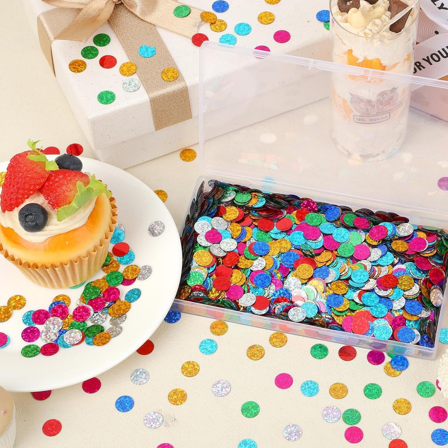 MARFOREVER Multicolor Sparkle Foil Confetti, Glitter Round Confetti Birthday Scatter Table Metallic Sequin Sprinkles Circle Dots for Baby Shower Wedding Christmas Valentine Party Decorations