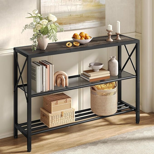 Hoctieon Industrial Console Table, 3 Tier Entryway Table, Hallway Table by Hoctieon