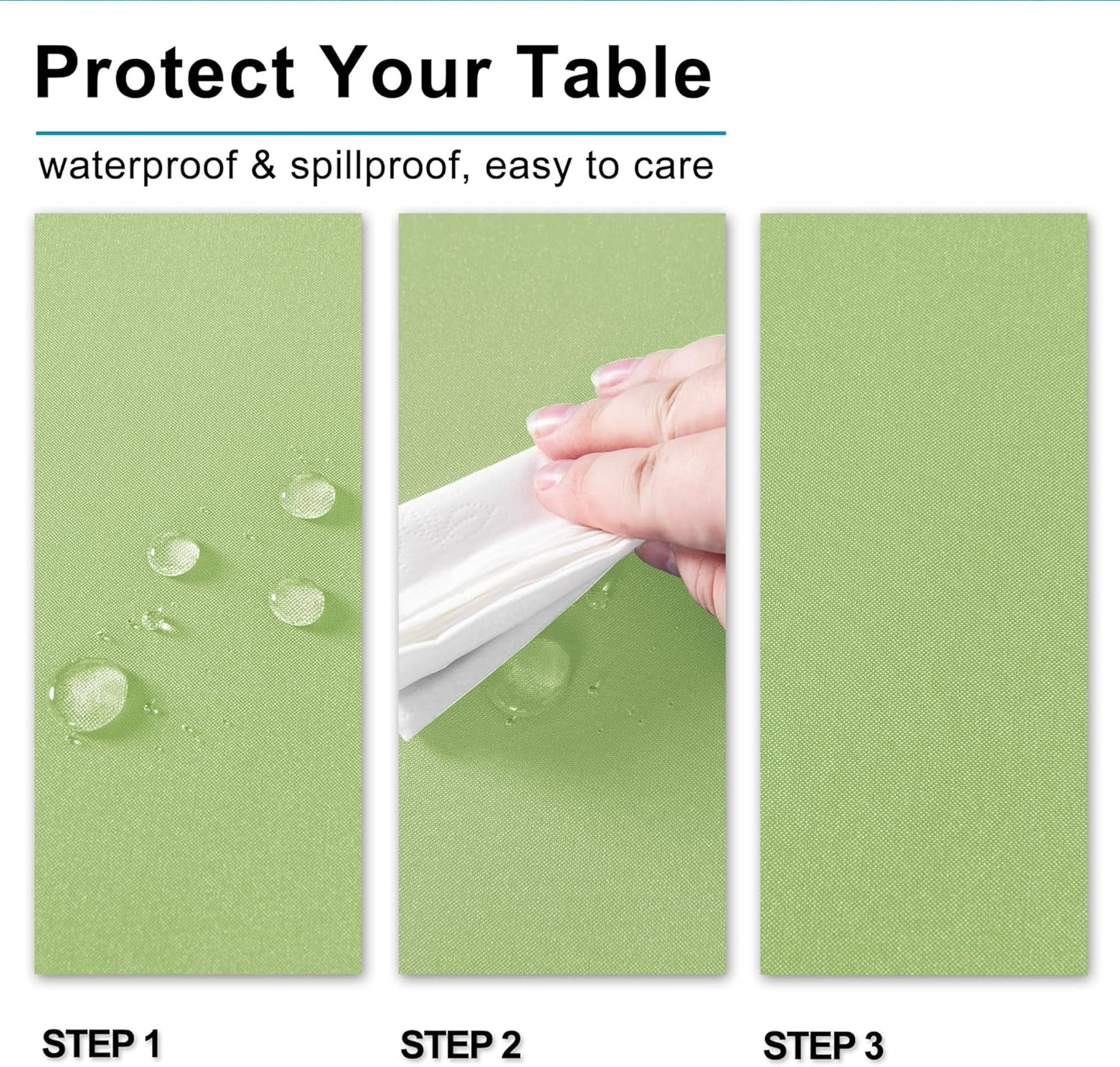 Hiasan Light Sage Square Tablecloth - Waterproof and Spillproof Restaurant Washable Polyester Table Cloth for Dining Room, 30 x 30 Inch