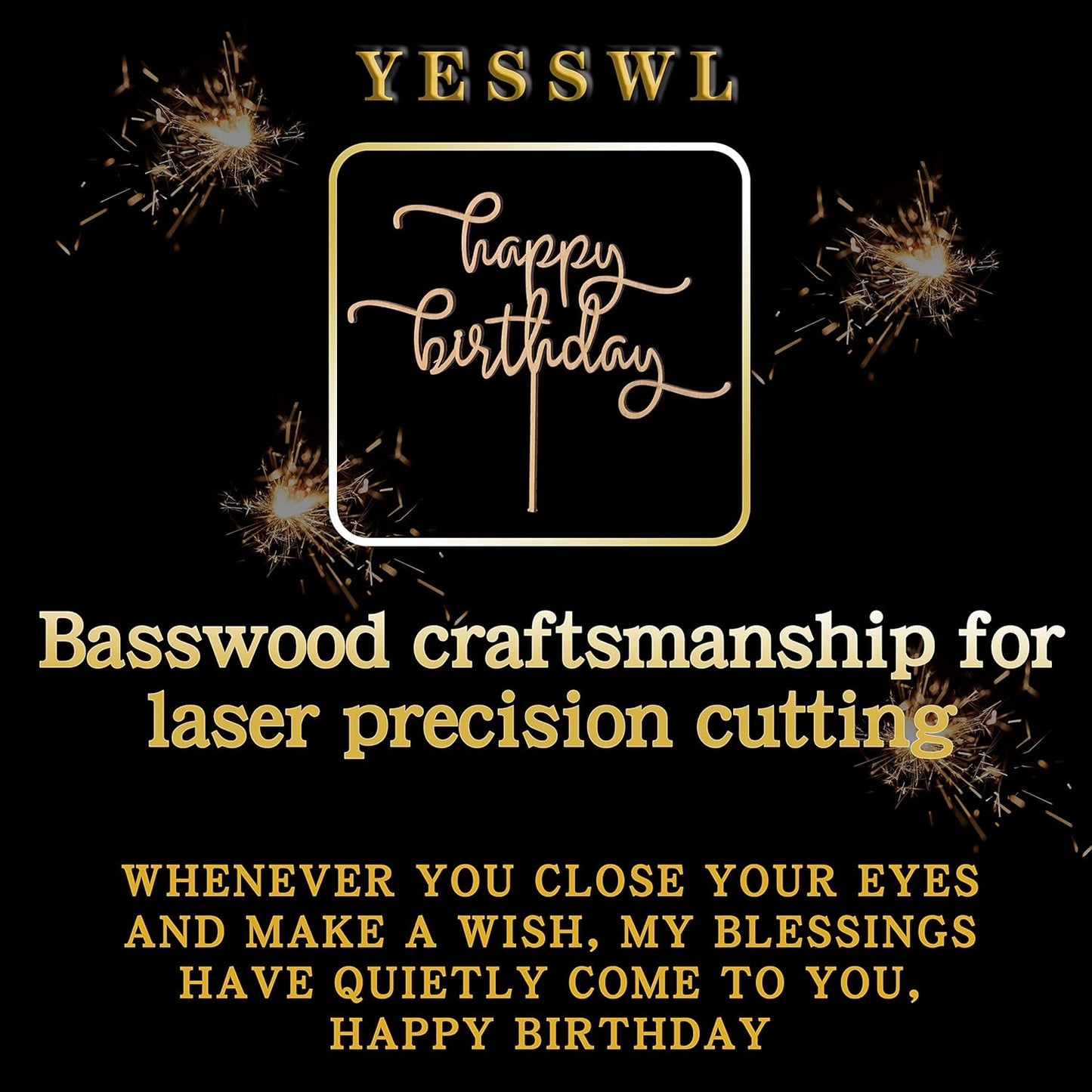 Happy Birthday Cake Topper - High-end Basswood Craft Durable Multifunctional Cake Topper, Wooden Textured Cake Decoration for Birthday Party Decoration,the Best Souvenirs for Family and Friends.