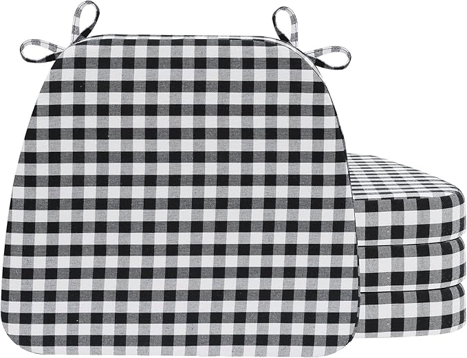 AAAAAcessories D-Shaped Chair Cushions, Machine-Washable Cover, Checkered by AAAAAcessories