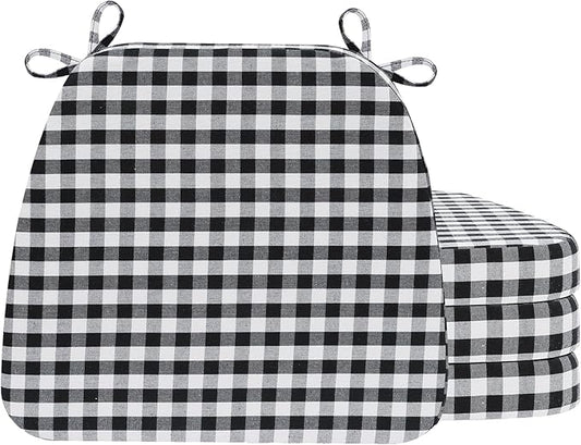 AAAAAcessories D-Shaped Chair Cushions, Machine-Washable Cover, Checkered by AAAAAcessories