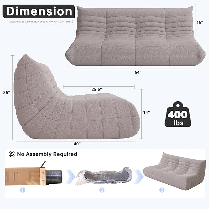 WHGBJA Bean Bag Chairs for Adults, BeanBag Reading Chair Memory Foam Couch - Image 2