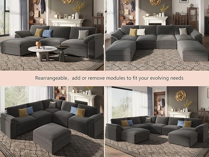 EASE MOOSE Sectional Modular Sofa, Oversized L Shape Sectional Couch Wide Deep - Image 8