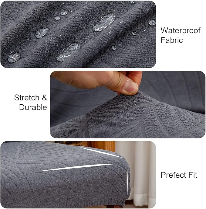Genina Waterproof Chair Covers for Dining Room, Stretch Jacquard Dining Chair - Image 3
