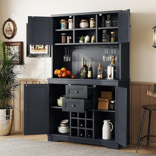 VilroCaz Farmhouse Freestanding Kitchen Pantry, Coffee Bar Cabinet Kitchen by VilroCaz