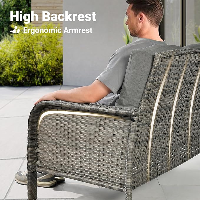 ovios 5-Piece Patio Furniture Set, Outdoor Wicker Sofa - Image 2