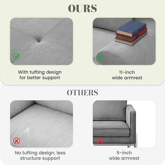 GRUSIGN 108'' Modular Sectional Boneless Couch, Tufted Cloud Sectional Couches - Image 6
