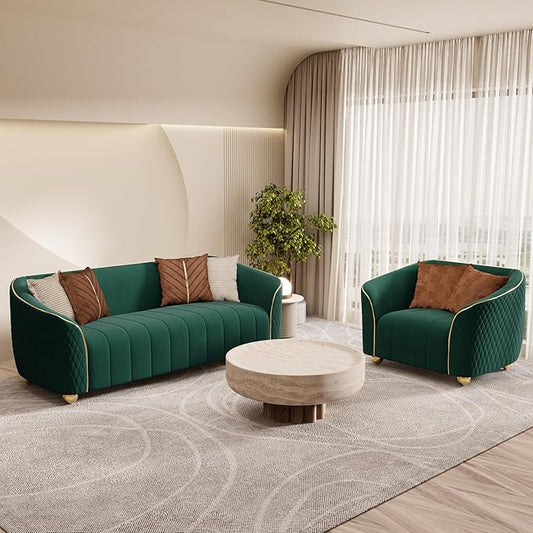 2-Piece Luxury Velvet Sofa Set for Living Room, Elegant Design Couch Set by yunqishiHOME