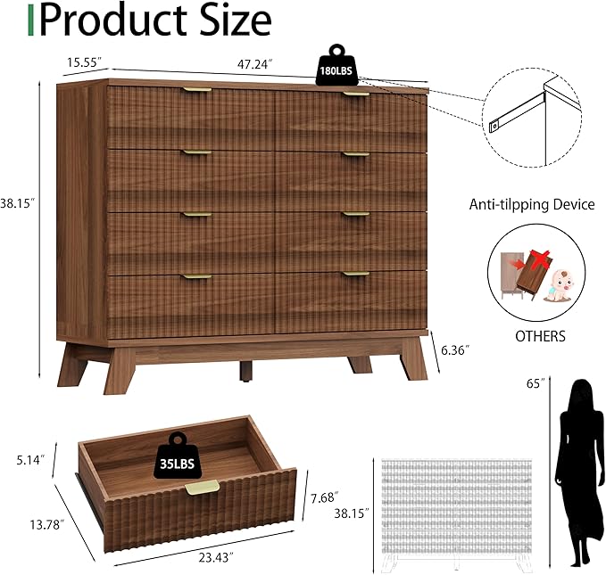 Xixini Fluted Dresser for Bedroom - Image 2