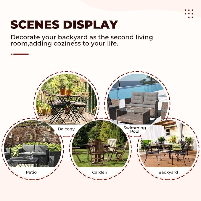 DANGHOOGY Wicker Chair Cushions, Waterproof Outdoor Loveseat Cushions - Image 7
