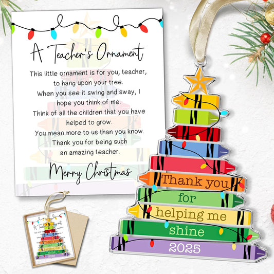 Pawzity Teacher Ornament - Teacher Gifts for Women, Gifts for Teachers Women - Teachers Christmas Ornaments - Dance Music Art Math English Kindergarten Daycare Teaching Oraments - Acrylic Ornament