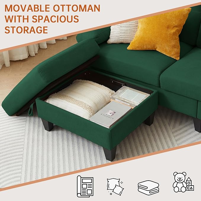 84" Convertible Sectional Sofa Set, 3 Seat L Shaped Couch - Image 5