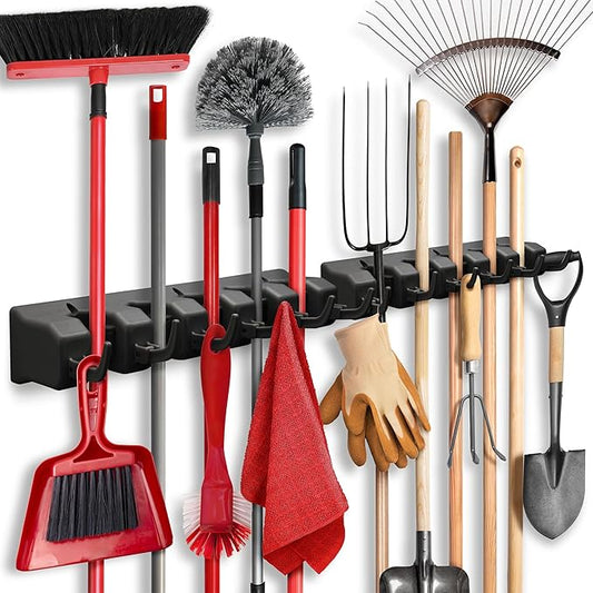 2 Pack Mop and Broom Holder Wall Mount by HOMEIT