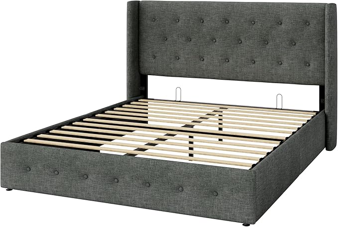 Allewie Queen Size Lift Up Storage Bed, Button Tufted Headboard - Image 9