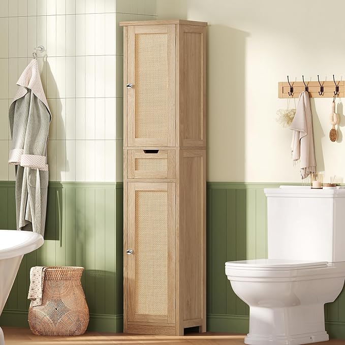 Iwell Tall Bathroom Cabinet, Slim Narrow Storage Cabinet - Image 2