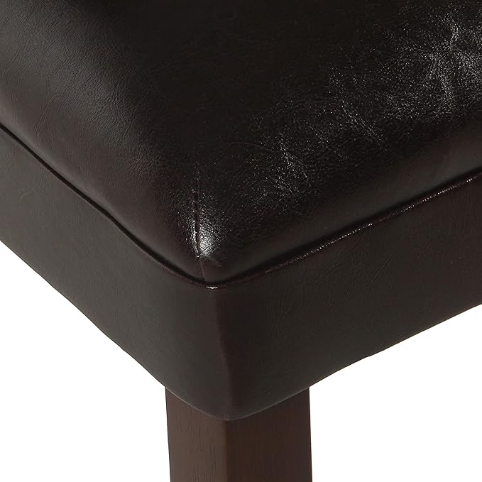 HomePop Parsons Upholstered Accent Dining Chair, Dark Brown Faux Leather - Image 10
