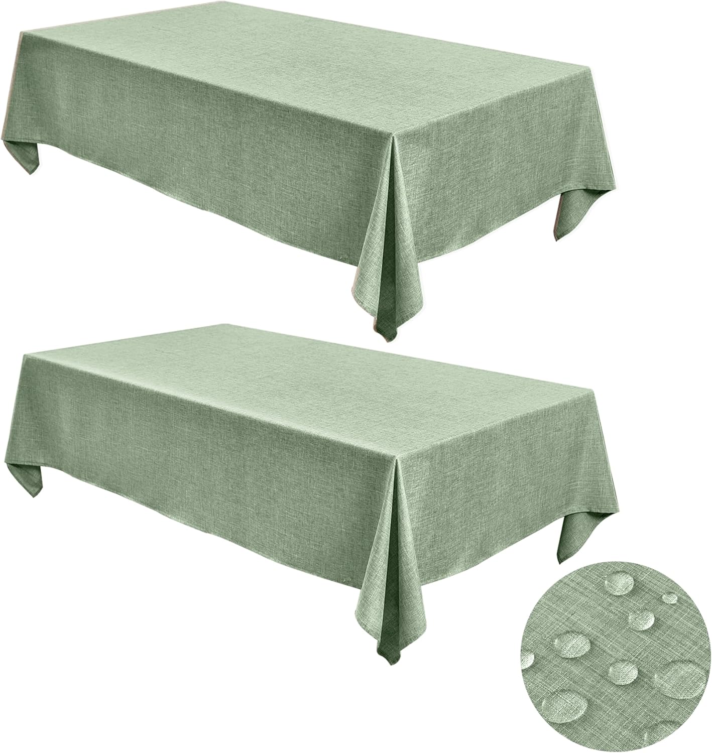Fitable Faux Linen Tablecloths for Rectangle Tables: Water & Stain Resistant Farmhouse Table Cloth, Washable Burlap Textured Table Covers for Kitchen Dining Party(2 Pack, 60x84 Inch, Sage Green)
